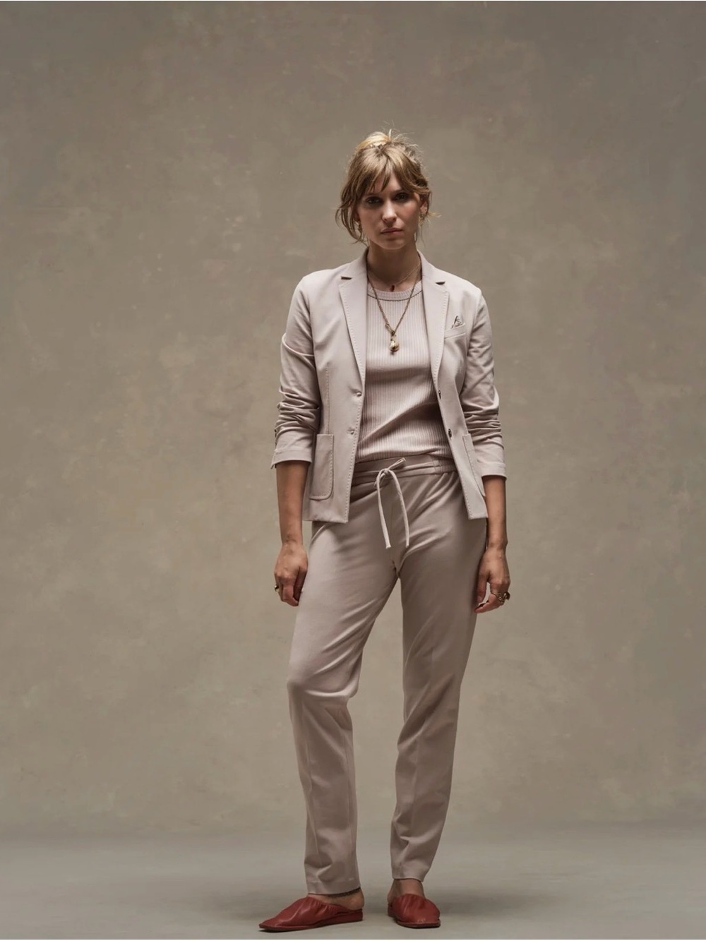 Circolo 1901 Italian Taupe Drawstring Piqué Trousers Size IT 42 / US S-M